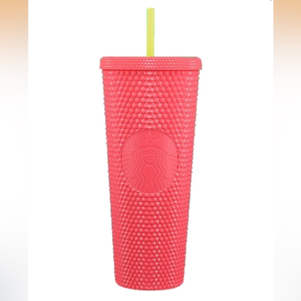 Starbucks Dragon Fruit Studded coral sparkle tumbler